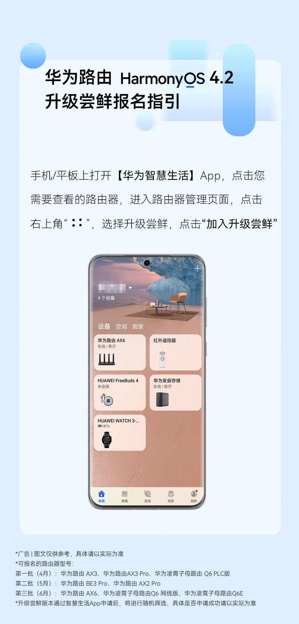华为路由器 AX3、AX3 Pro 推送鸿蒙 HarmonyOS 4.2 系统版本更新 默认开启 IPv6 功能