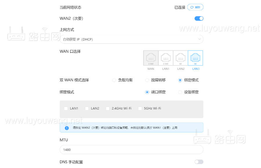 WAN2绑定模式