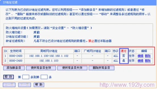 TP-Link无线路由器IP地址过滤设置方法